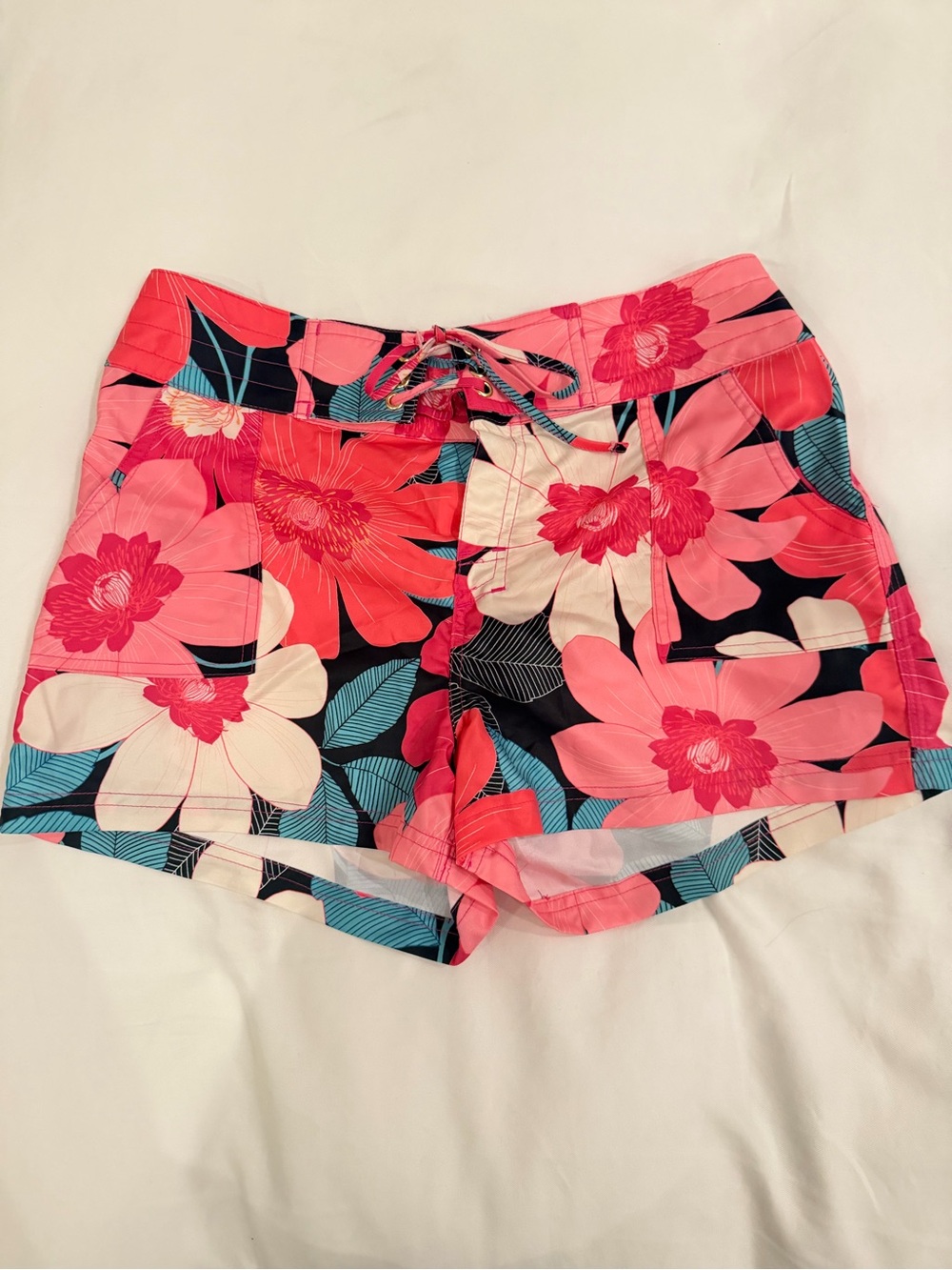 La Blanca Coral Pink Floral Drawstring Bermudas